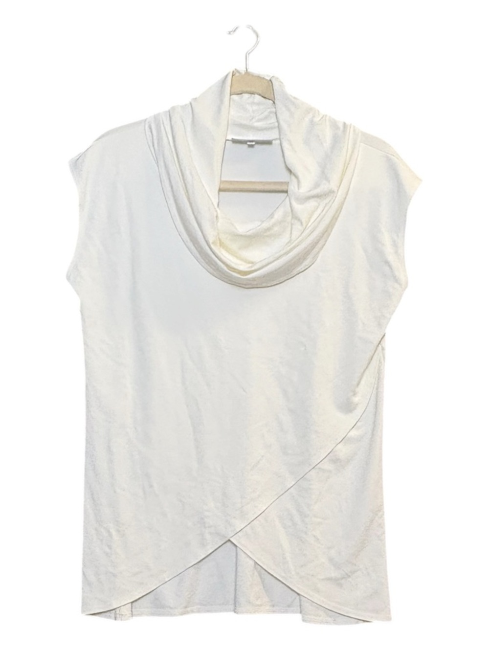 Bryn Walker Lavinia Cream Tunic Stretch Jersey Modal Ponte Cowl Neck Crossover M